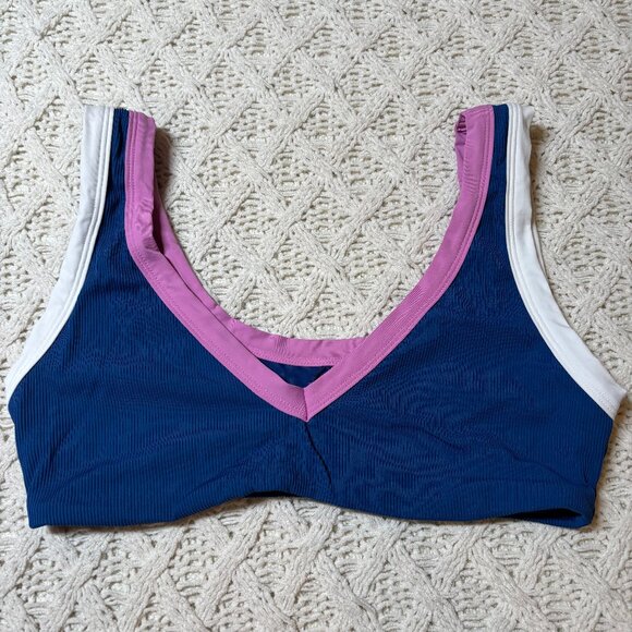 L*Space Colorblock Ribbed Bikini Top‎ Blue Pink White – Women’s Large nwot - Picture 2 of 6